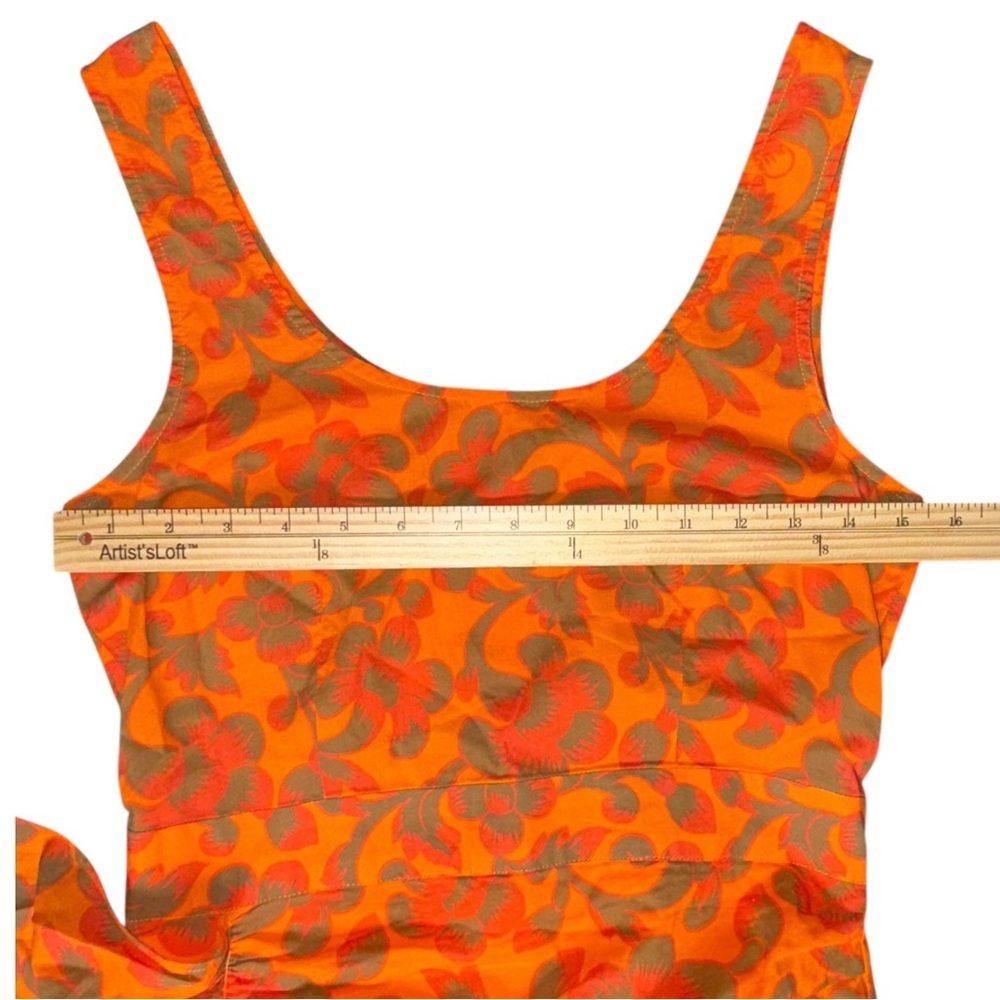 Rhode Tilda Orange Floral Mini Dress with Ruffle Women's Size XS - Picture 6 of 10